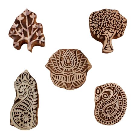 Set of 5 Piece New Mix Wooden Printing Blocks